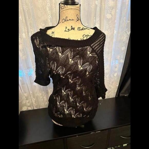 Derek Heart Tops - Vintage Derek Heart Black Lace Knit Sweater Top